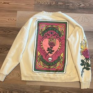 Graphic Print Cream Sweater